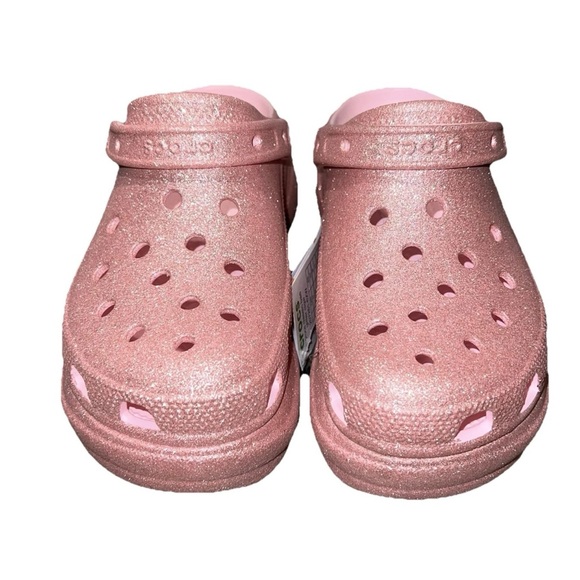 CROCS Pink Milk Glitter Bae Platform Clogs - Picture 6 of 9